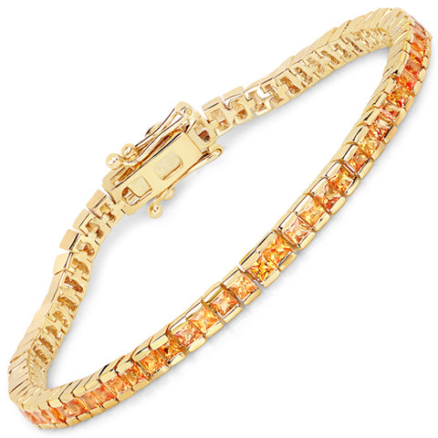 14K Yellow Gold Plated Orange Sapphire Bracelet