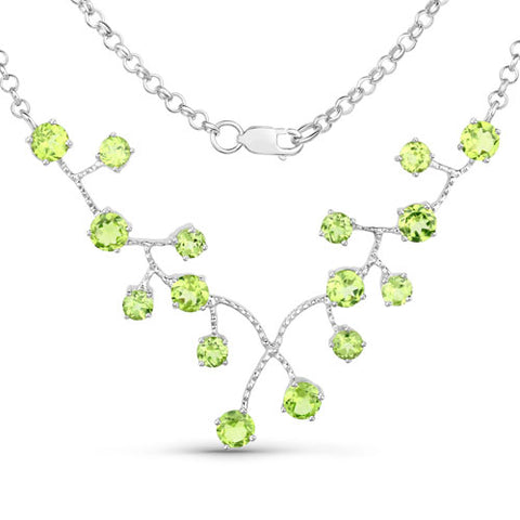 6.00 Carat Genuine Peridot .925 Sterling Silver Necklace